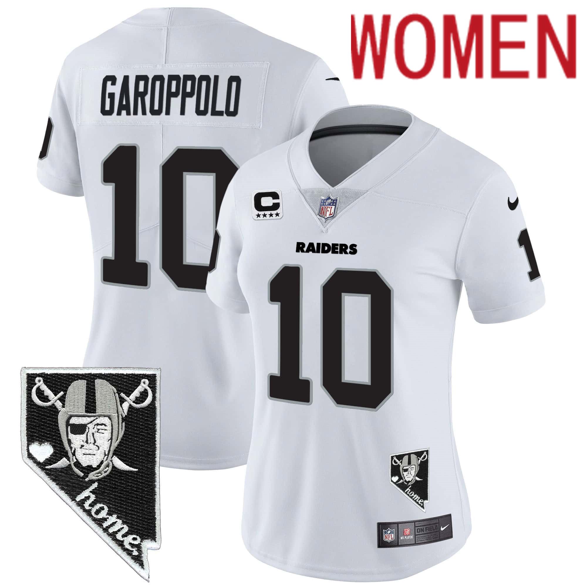 Women Oakland Raiders #10 Garoppo White 2024 Nike Nevada Home Patch Vapor NFL Jersey->women nfl jersey->Women Jersey